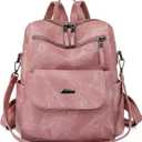 WYFJNX PU Leather Backpack Purse for Women Fashion Multipurpose Design Handbag Ladies Shoulder Bags Travel Backpack Pink, 12“*11“*6“