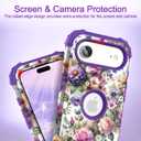 Hocase Heavy Duty Case for iPhone Air 6.5"", Purple Pink Flowers