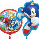 Sonic The Hedgehog Foil Balloons Set of 2 | Multicolor With Sticker | Birthday Party Decorations | Officially Licensed