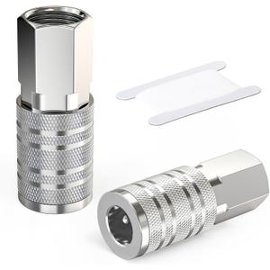 2PCS 1/2" Female NPT x 1/2" Flow Air Fittings, 1/2" Female Air Quick Connect Fittings, Industrial Air Hose Coupler for Air Compressor
