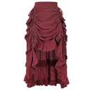 OFOKEDA Women's Medieval Gothic Steampunk Victorian Asymmetrical High Low Skirt Pirate Skirt, Small