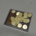 Leib Games Metal Pirate Coins - 35 Gold Treasure Coin Set, Metal Replica Spanish Doubloons for Pirate Party Decorations & Favors, Tokens, Toys, Cosplay - Pirate Treasure Chest, Size 7/8"