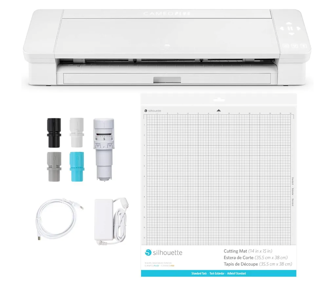 Silhouette Cameo 4 Plus 15 Inch Version - 15" Cutting Mat, Power cords, Built in Roll Feeder, Silhouette Studio Software Silhouette Cameo 4 Plus 15 Inch Version - 15" Cutting Mat, Power cords, Built in Roll Feeder, Silhouette Studio Software