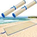 Qunclay Straw Beach Mat with Trim Woven Waterproof Non Slip, Foldable Lightweight, for Sunbathing, Picnic, Camping, Sunbathing, Floor, Yoga,  70 x 24 Inch