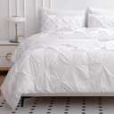 LANE LINEN California King Comforter Set, 7 Piece Bed in a Bag with Cal King Bed Bedding Set, Pintuck Comforter Set, Soft Cali King Bed Set, Comforter Sets with Sheets, Pillowcases & Shams - White