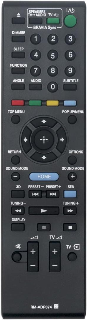 Allimity RM-ADP074 RMADP074 Replacement Remote Compatible with Sony Blu-ray Disc DVD Home Theatre System BDV-E190 BDV-N990W BDV-E490 BDV-N890W BDV-N790W BDV-E390 BDV-E385 BDV-E290 BDV-T39 BDV-T79