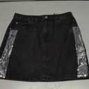 GUESS Girls Black Denim Skirt with Sequin Ribbon, Black Size 14