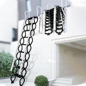 Wall Mounted Folding Ladders, Foldable Ladder with Handrail, Telescopic Attic Ladder with Flush System, 12 Step Attic Ladders, Indoor and Outdoor Attic
