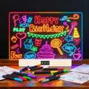 Rechargeable Led Drawing Board with 8 Colors, 16-Inch Light Up Acrylic Dry Erase Board with 12 Markers, Light Up LED Note Board with Built-in Stand, Sketching Gift Toy for Kids/Girls/Teens (Beige)