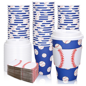 25 cups Baseball Disposable Coffee Cups (without the lid and sleeve), Blue 
