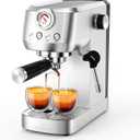 Espresso Machine 20 Bar, Espresso Coffee Maker with Professional Milk Frother Steam Wand for Cappuccino & Latte, 49oz Removable Water Tank for Home, Stainless Steel