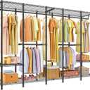 Ulif H50 Extra Large Clothes Rack, Heavy Duty Garment Rack, Freestanding Portable Closet, Clothing Racks for Hanging Clothes, Wardrobe Closet 89.8'' W x 15.8" D x 76.4" H, Max Load 1400 Lbs, Black