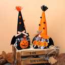 2 x Ni-JASW Halloween Plush Gnomes Set of 2, Spooky Orange Black Bats Boo Swedish Tomte Elf Figurines Tiered Tray Decor
