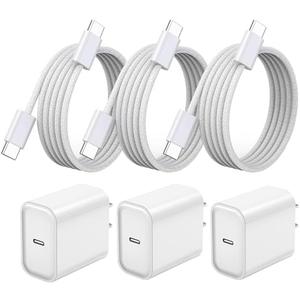 iPhone 17 16 15 Pro Max Charger Fast Charging 3Pack 20W Apple Fast Charger USB C Block with Cord for iPhone 17/17 Pro/17 Pro Max/17 Air/16/16e/16 Plus/16 Pro/16 Pro Max/15/15 Pro Max/iPad Pro/Air Pods