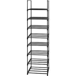 8 Tier Metal Sturdy Shoe Rack, 8 Tier Tall Shoe Storage Organizer, Narrow Tall Shelf Organizer for Entryway, Closet, Bedroom