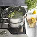 Oster Dutch Oven with Steamer Basket 3-Quart - Sangerfield Stainless Steel, Stovetop Steamer for Vegetables, Rice & Tamales, Dishwasher Safe