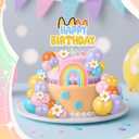38 Pcs Rainbow Cake Topper with Daisy Balls Cake Topper, Pastel Cupcake Toppers Cake Decorations for Birthday Wedding Party Supplies