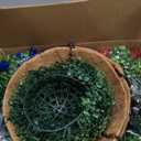 Hananona 2 Set Artificial Outdoor Flowers with Hanging Basket, 2 Hanging Planters with 24 Pcs Patriotic Flowers for Summer Front Porch Patio 4th of July Decor (Red, White, Blue)