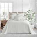 Levtex Home - Mills Waffle - King Quilted Bedspread Set - Cream Cotton Waffle - Bedspread Size (122 x 106in.), Sham Size (36 x 20in.)