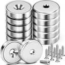 10 Pack 70 LBS Neodymium Round Base Cup Magnets, Strong Rare Earth Magnets with Countersunk Hole for Holding Tools Lifting Hanging, Disc Magnet for Wall Mounting, Stainless Screws Included