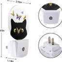 EKOBLA Cat and Butterflies Night Lights Plug into Wall Butterfly on Cat Nose Cute Kitten Plug-in Nightlights with Dusk to Dawn Sensor Led Nightlight for Teens Boys Girls Room (1.14"D x 2.95"W x 4.95"H, Spring Butterfly Flowers)