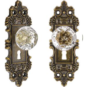 Vintage Dummy Door Knob Interior 2 Pack Crystal Glass Door Knobs Antique Bronze Cabinet Knobs Keyless Decorative Hallway Closet Door Pulls Dresser Handles