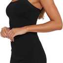 MISSJOY Women's 2026 Summer Ribbed Bodycon Casual Square Neck Sleeveless Tank Top Club Party Mini Dresses (Black, M)