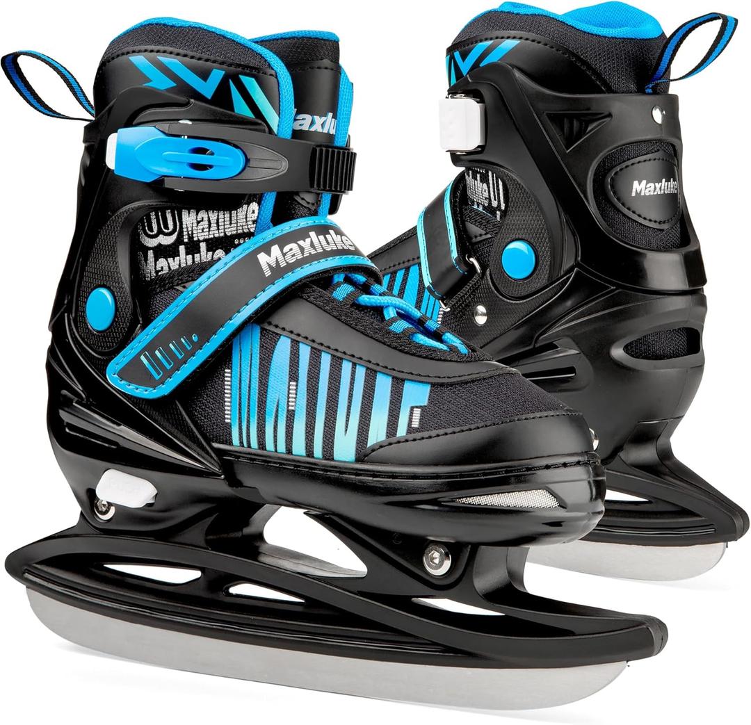 Adjustable Ice Skates for Kids, Boys Ice Hockey Skates for Girls, Toddler, Youth Iceskates with Large Skate Bag, Soft and Comfortable Lining Ice Skating Shoes for Outdoor and Rink (Small - Little Kid(10C-13C US), Blue)