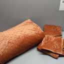 LEAONME Velvet Quilt King Size 98''x106'', Lightweight Burnt Orange Velvet Comforter Set with 2 Matching Shams, Soft Cross Stitch Bedspread Coverlet Bedding Set for All Season