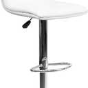 Flash Furniture Vincent Modern Adjustable Height Barstool with Footrest and Padded Mid-Back, Upholstered Vinyl Bar/Counter Height Stool, White/Chrome, Set of 1