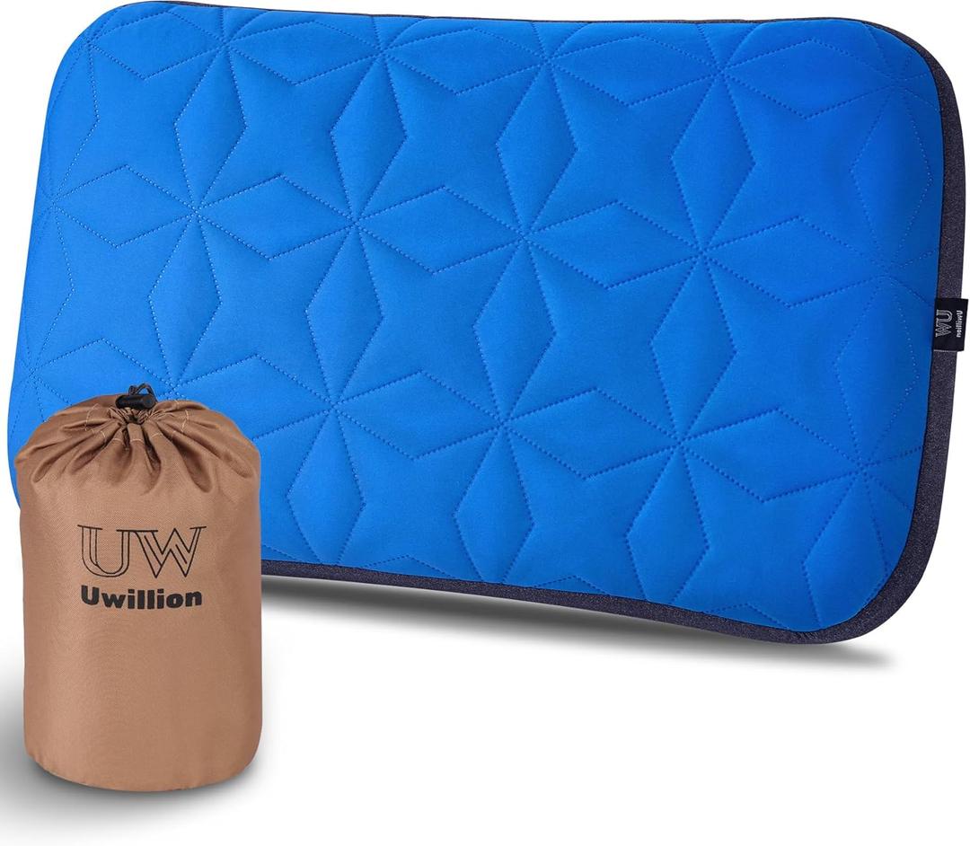 Camping Pillow with Removable Cover Large Size 24" x 15" - Ultralight Inflatable Pillow for Camping Lightweight, Ergonomic and Washable for Camping, Hiking, and Travel Blue