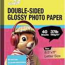 Uinkit 100 sheets Photo Paper Glossy Double Sided 8.5x11 Inkjet 37lb 140gsm Dye ink Thin Photo Picture Flyer Calendar Magazine CD Cover letter