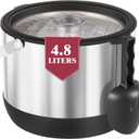 5QT/4.8L Insulated Ice Bucket for Parties, Large Capacity Double-Wall Beverage Bucket with Scoop & Lid for Champagne, Wine, Cocktail (Black)