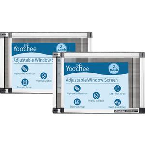 Yoochee Expandable Window Screen, 2 Pack Adjustable Window Screen (10" H x 14.3" - 25" W) - Extra Small Replacement Window Screens with Frame, Durable Replacement Screen for Window