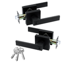 JO.KO Entry Door Lock Set, Square Door Lever for Bedroom, Passage Door Privacy Locking Interior/Exterior Entry Door Knob/Heavy Duty