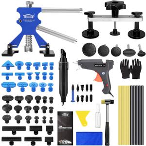 Car Dent Puller Kit, Painless Dent Removal Kit with Adjustable Dent Lifter, Hot Glue Gun, Bridge Puller & Adhesive Remover for Hail Damage, Small Dents, Medium Dents,Car Body Dent Repair