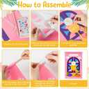 WATINC First Communion Banner Kit - 12 Set Holy 1st Communion Felt Banner Kit Baptism Christian Cross DIY Craft Decorations, Make Your Own Sunday School Church Hanging Crafts Supplies for Girls (Pink)