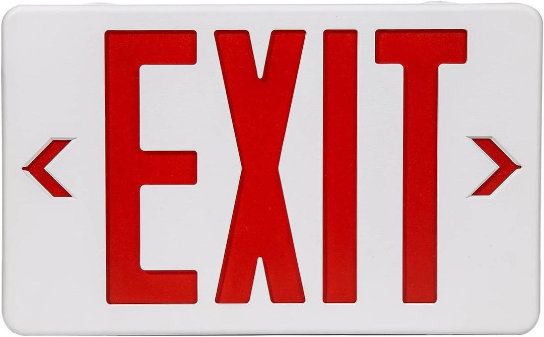 TANLUX Red Exit Sign, LED Emergency Exit Light with Battery Backup, UL Listed, AC 120/277V, Hardwired Exit Signs with Emergency Lights, Commercial Emergency Lights for Business - 1 Pack