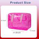 RSRSLEII Clear PVC Star Large Cosmetic Bag, Transparent Large Zippered Opening Makeup Bag, Portable Waterproof Travel Bag with Handle, Gym, Swimming and Beach Bag (02Black)