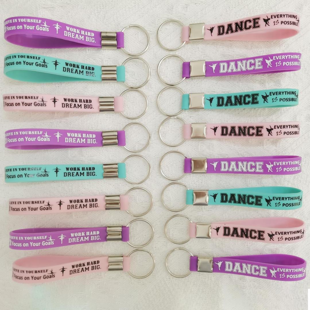 24PCS Ballet Dance Themed Party Rubber Keychains - Dacing/Dance Movements Ballerina First 21st Birthday Party Favors Supplies Decorations Goodie Bag Favor Stuffers Silicone Keychains