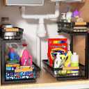 Under Sink Organizer Storage 2 Pack, 2 Tier Slide Out Height Adjustable Pull Out Cabinet Organizer Drawer for Kitchen Bathroom Large Under Sink Shelf Rack Caddy for Pantry, Black