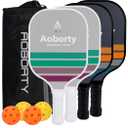 Pickleball Paddles 4 Pack - USAPA Light Graphite Premium Rackets Fiber Face & Polymer Honeycomb Core Pickleball Set with 4 Outdoor Indoor Balls Including Portable Carry Bag