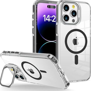 WOGROO iPhone 13 Pro Max Case, MagSafe Compatible, Magnetic Kickstand Case for Women, Clear Black