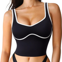 SUUKSESS Women Sweetheart Neckline Longline Sports Bra Padded Basic Workout Crop Tank Top XS