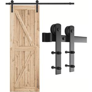 SMARTSTANDARD 5.5ft Barn Door Hardware kit, Barn Door Track, Sliding Door Hardware kit, Smoothly and Quietly -Heavy Duty Sturdy -Easy to Install, Fit 30"-33" Wide Door Panel (I Shape Hanger) (5.5 Feet)