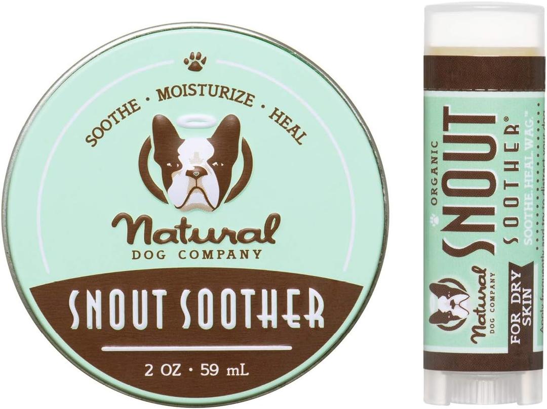 Natural Dog Company Snout Soother Bundle, Includes 2oz Tin + 0.15oz Stick, Dog Nose Balm for Chapped, Crusty and Dry Dog Noses, Organic, All Natural Ingredients, Packaging May Vary (2 oz. Tin & Travel Stick)