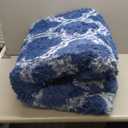 LOCHAS Luxury Shag Area Rug 4x6 Feet Geometric Plush Fluffy Rugs, Extra Soft Carpet Runner Rugs for Bedroom Living Room Dorm Kids, High Pile Shaggy Floor Rug Decor, Light Navy/White