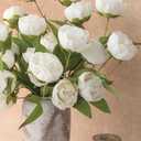 Floroom 6 Pcs Faux Silk Peony Artificial Flowers, 27" Long Stem Peonies Bulk, Fake Flower Branches for Tall Vases DIY Wedding Bouquet Centerpieces Floral Arrangements Fillers Home Decor, Ivory