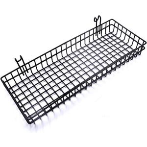 Black Metal Wire Hanging Basket, Multifunction Creative Mesh Wall Grid Holder Storage Organizer Plant Holder Shelf Flower Pots Black Coated