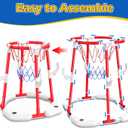 Floating Pool Basketball Hoop, 2-in-1 Basketball Pool Toys for Kids with 4 Balls 12 Rings, Summer Outdoor Swimming Pool Sports Game Water Play Toys for Kids Age 3-12